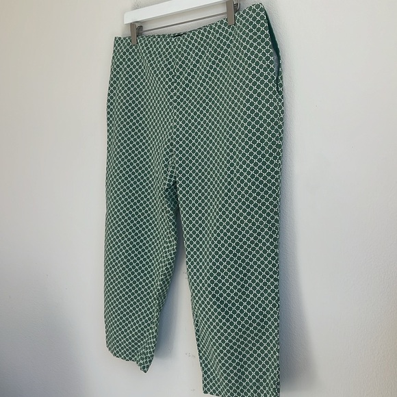 Talbots Green White Cotton Crop Pants - Picture 4 of 10